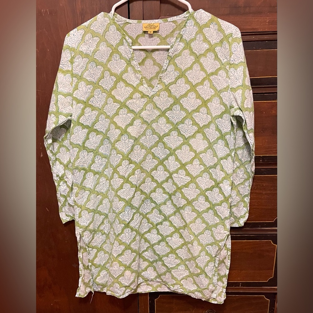 Roberta Roller Rabbit Olive and White Jemina Kurta Tunic